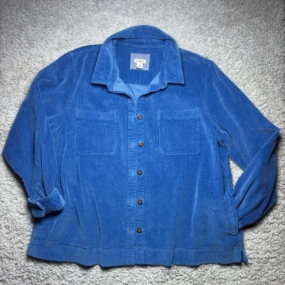 LL Bean Jacket Womens Extra Large Corduroy Button Up Shacket Soft Cozy Outdoors - Picture 7 of 7